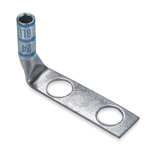 256-30695-1356 Color-Keyed 2-Hole Compression Connector Lug, 6 AWG Copper Conductor, Die Code: 24, #10 Stud, Copper