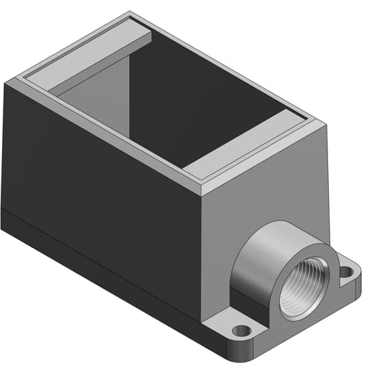 FD2-TB T&B Type FD Dead End Deep Style Cast Device Box, Iron, 1 Gangs, 1 Outlets, 1 Knockouts, 2-3/4 in W x 2-13/16 in D x 4-9/32 in H