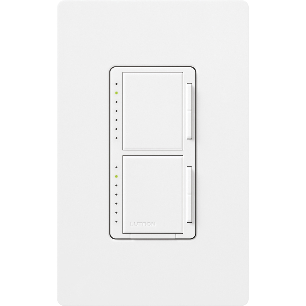 MA-L3L3HW-WH Maestro Designer Style Dual Dimmer, 120 VAC, 1 Poles, On/Off Operation, White