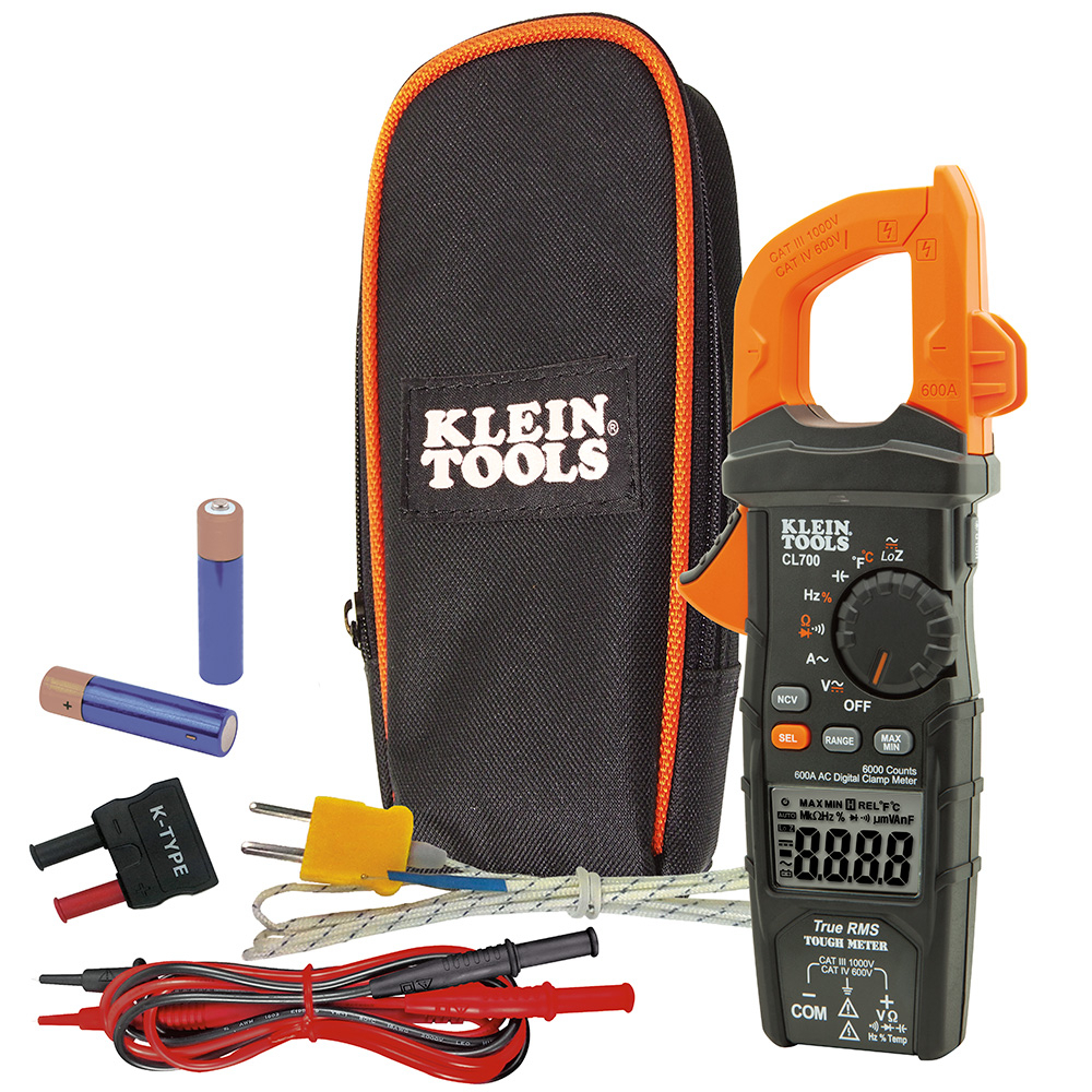 CL700 AC Auto-Ranging Low Impedance Mode Digital Clamp Meter, 1000 V AC/DC, 600 A, 60 MOhm, 50 to 400 Hz, 1-3/8 in Jaw, LCD Display