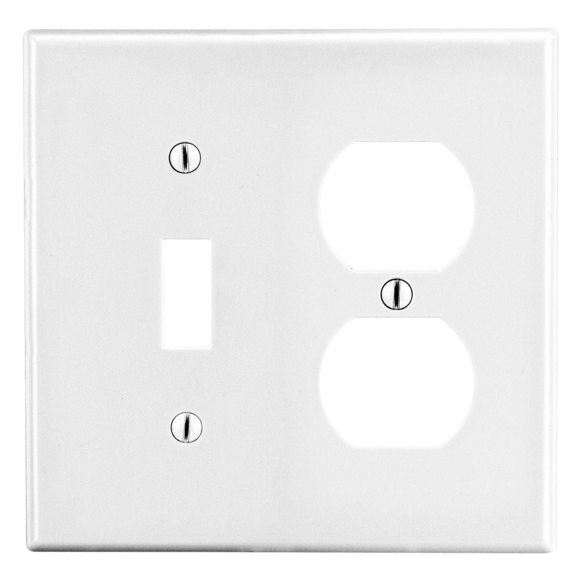 PJ18W Mid-Size Non-Metallic Wall Plate, 2 Gangs, 5 in W x 4.94 in H, Polycarbonate Thermoplastic, White