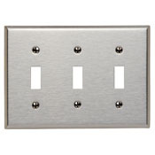 84011-40 Standard Size Traditional Wall Plate, 3 Gangs, 6.37 in W x 4.5 in H, 302 Stainless Steel