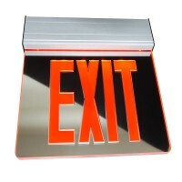 EXL2-10UNV-AL-MR-R-2 Edge Lit EXL2 Double Sided Exit Sign, LED Lamp, 2.3 W Fixture, 120 to 277 V AC, Satin Housing, EXIT Legend