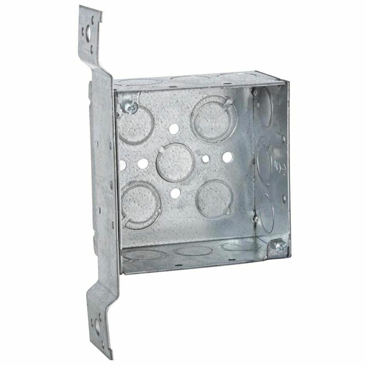 237 Square Box, Steel, 30.3 cu-in Capacity, (17) Knockouts, 4 in H x 4 in W x 2-1/8 in D