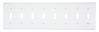 S602-W Standard Size Traditional Wall Plate, 8 Gangs, 15.42 in W x 4.5 in H, Thermoset, White