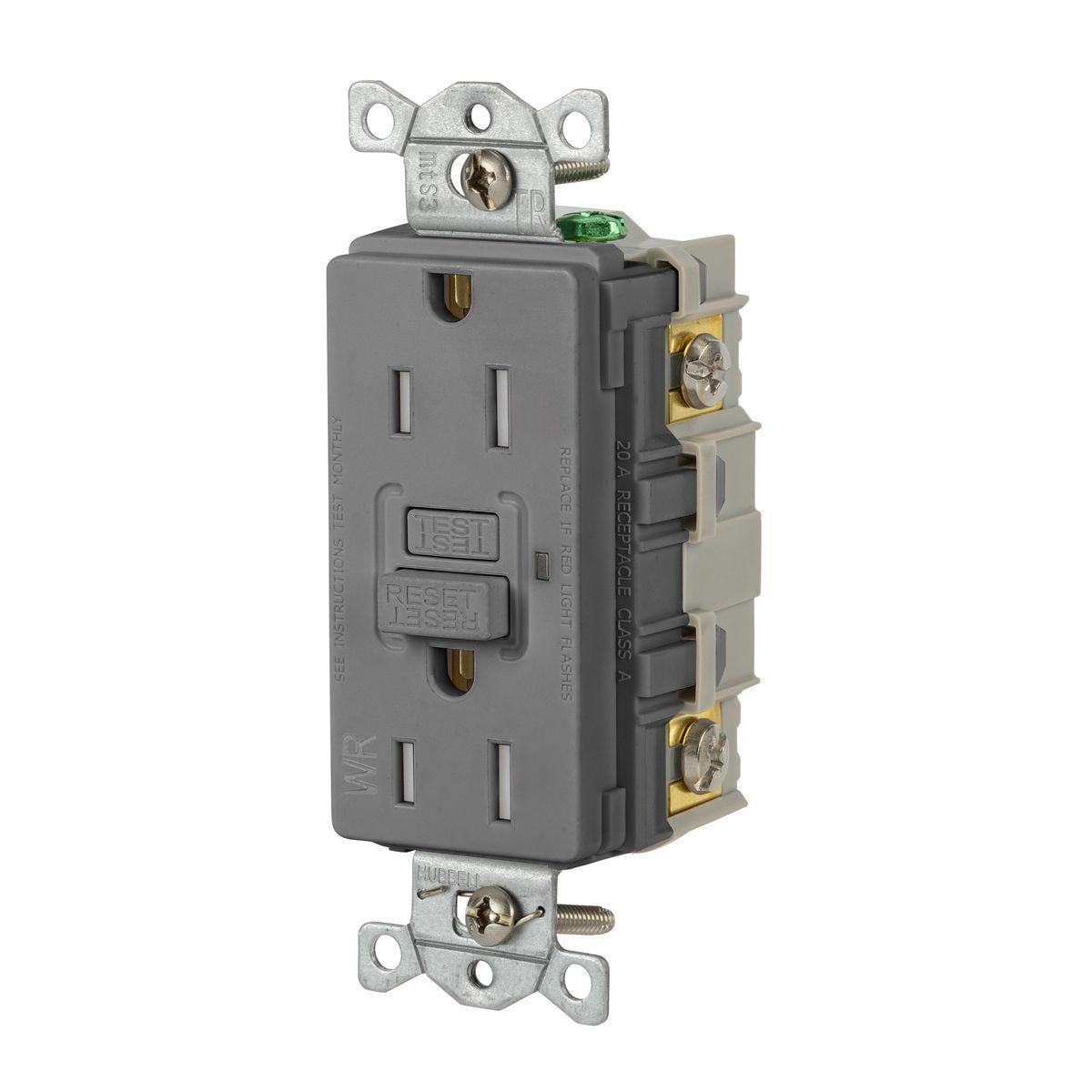 GFRTW15GRY Wiring Device GFCI Receptacle, 125 V AC, 15 A, Grey