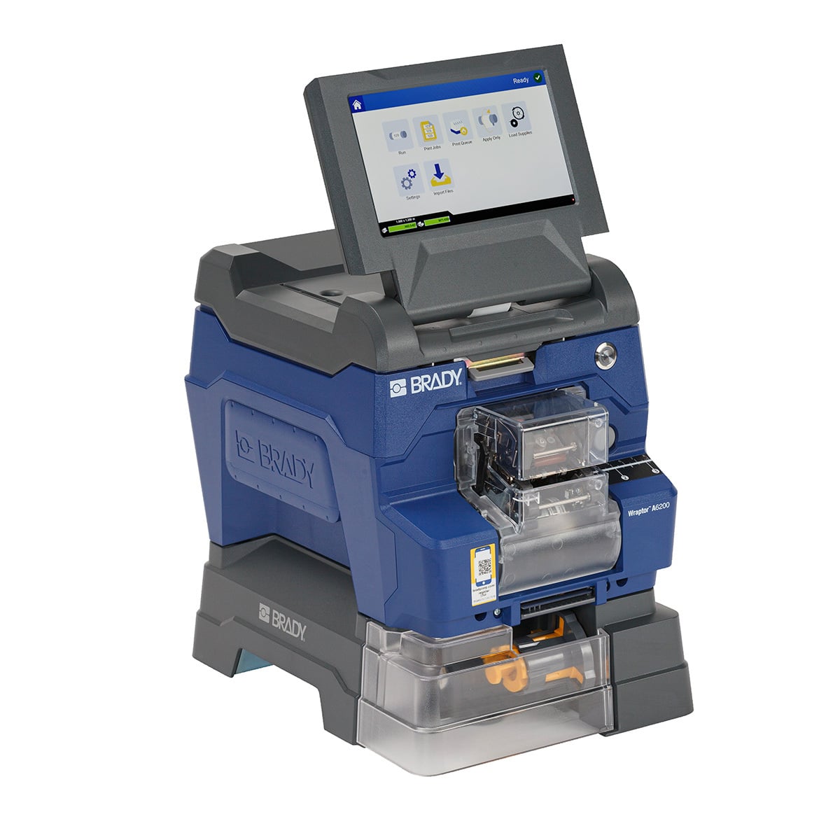 A6200-NA-KIT Wraptor Wrap Printer Applicator With Wi-Fi and Rewinder Kit, Thermal Transfer Print, 1 in W Tape, 110 to 240 V, Color LCD Touch Screen Display