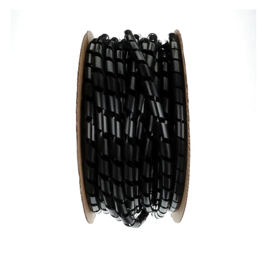 SRPE-1000-0-C Ty-Rap Reverse Cut Weatherable Spiral Wrap, 1 in OD Dia x 100 ft L x 0.07 in THK, Polyethylene, Black