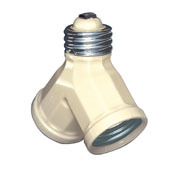 128 2-Pole 2-Wire Single Lampholder to Twin Lampholder Outlet Adapter, 660 W, 125 V AC, 15 A, E26 Lamp