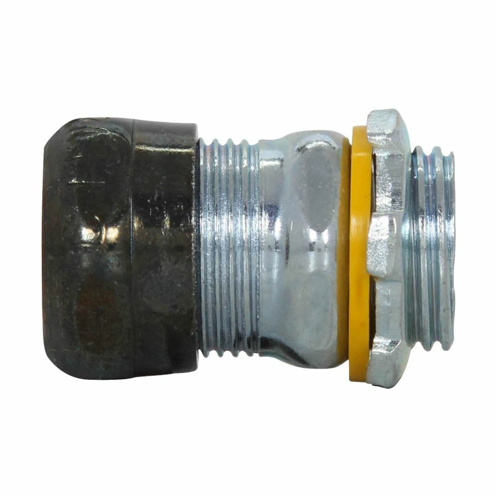 657RT Non-Insulated Raintight Straight Compression Connector, 3 in Trade, Steel, Zinc Plated