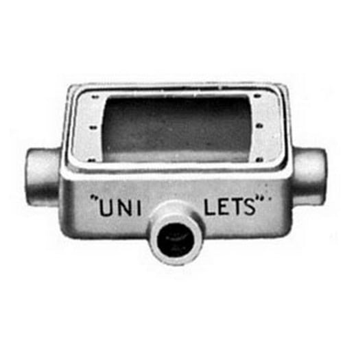 FDCT1100 Unilets Type FDCT Deep Heavy Duty Device Box With Internal Ground Screw, Malleable Iron, 25 cu-in Capacity, 1 Gangs, 3 Outlets, 3 Knockouts, 4.56 in H x 2.81 in W x 2.69 in D