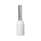 Polypropylene-Insulated Old DIN Ferrule, Total Length .571 Inches/14.5mm, Pin Length .315 Inches/8mm, Pin Diameter .051 Inches/1.3mm, Base Diameter .110 Inches/2.8mm, Wire Range #18 AWG/.75mm2, Color White, Copper, Tin Plated