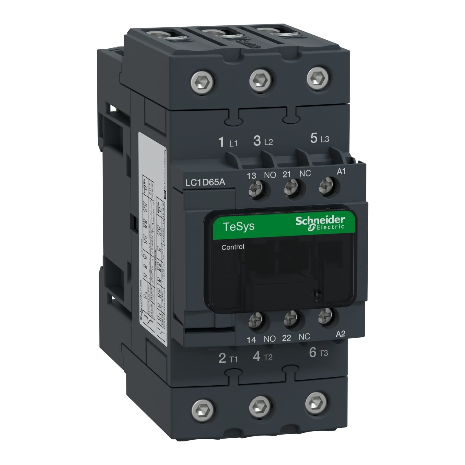 LC1D65AT7 TeSys D IEC Contactor With Safety Cover, 480/690 V AC, 300 V DC V Coil, 65/80 A, 3NO Contact, 3 Poles