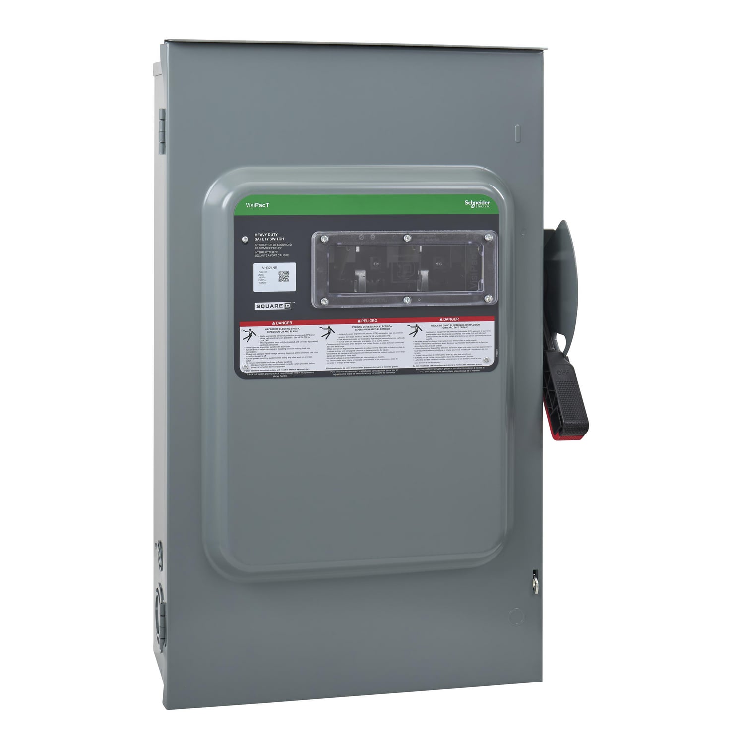 VH324NR Heavy Duty Fusible Disconnect Safety Switch, 240 VAC, 250 VDC, 200 A, 15, 25, 40, 60 hp, 3 Poles