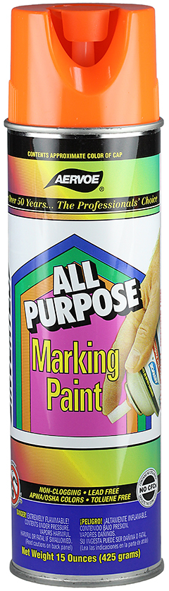 1392 Aervoe Marking Paint, 20 oz Container, Fluorescent Orange, 380 ft