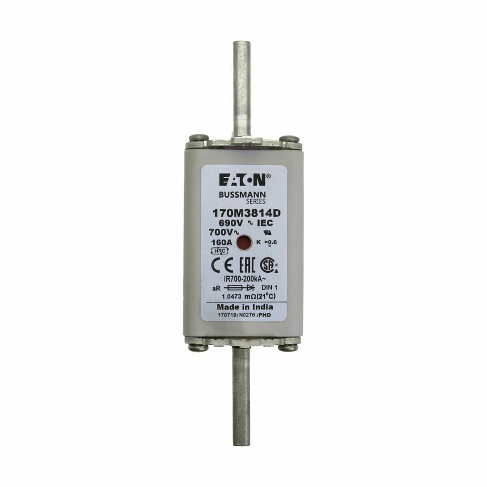 170M3814D Square Body Type T High Speed Fuse, 160 A, 690 V, 200 kA Interrupt, Class: aR, Square Body