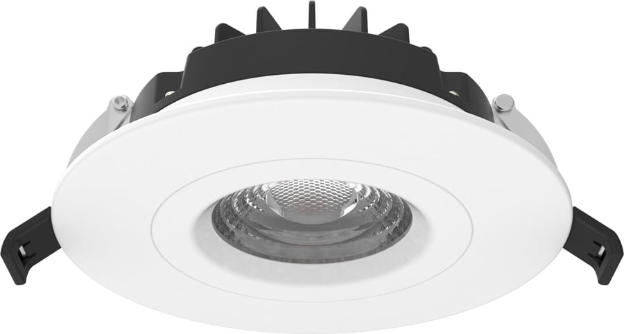 G4R14940120W G Series Round Recessed Gimbal Downlight With Hinged Cover, 14 W Fixture, 4 in Ceiling Opening, 120 VAC, Die Cast Aluminum Housing