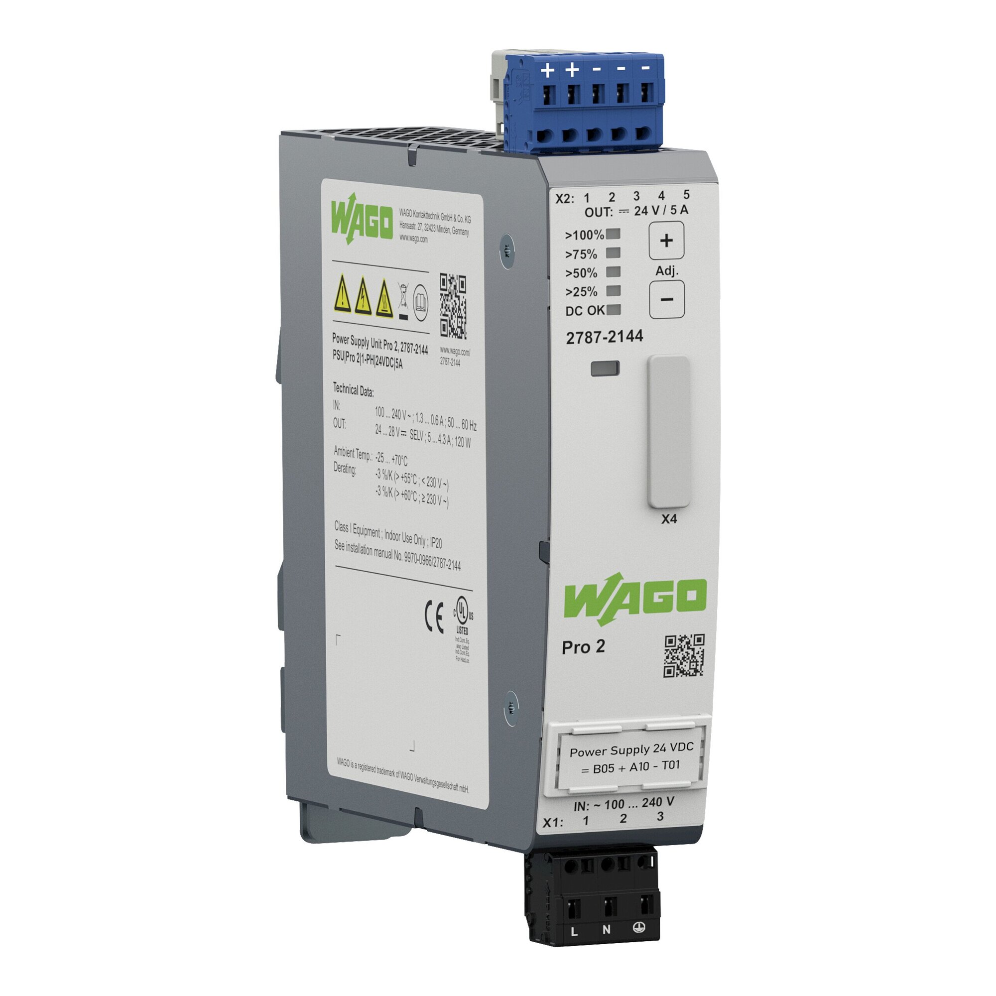 2787-2144 Pro 2 Power Supply, 5 Amp, 24 VDC, 1 Phase
