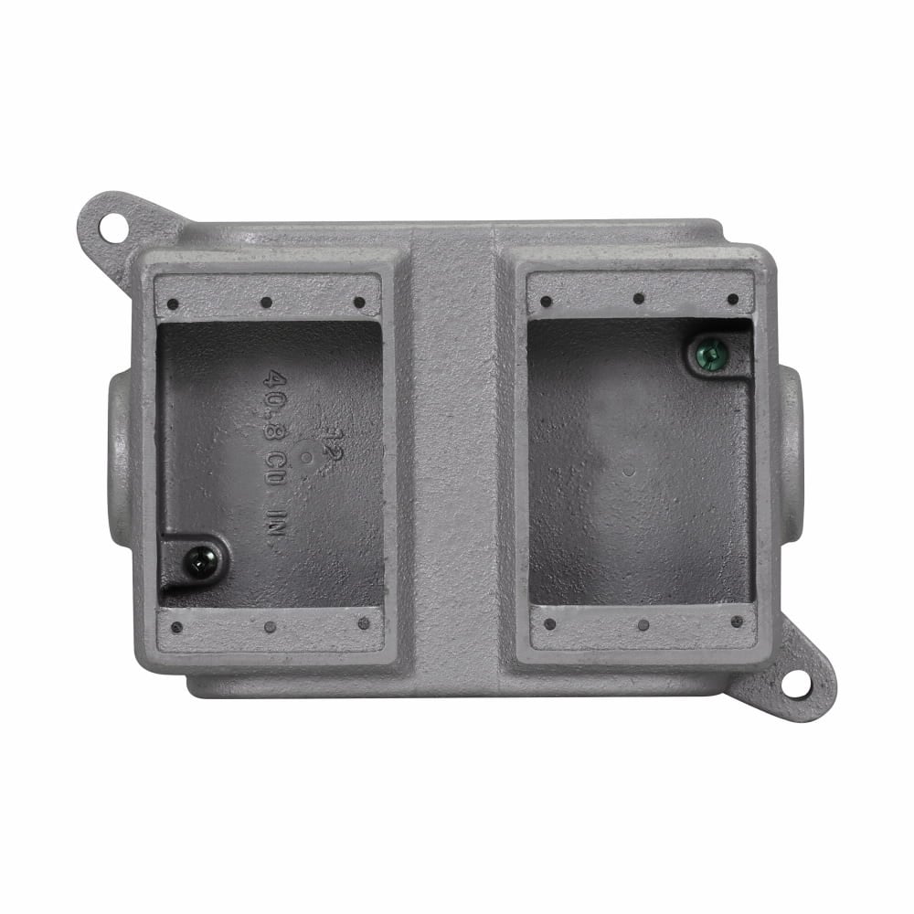 FD029 Condulet 10-Entry Deep Blank Device Box With Mounting Lug And Ground Screw, 2 Gangs, Feraloy Iron Alloy, Aluminum Acrylic Painted/Electro-Galvanized