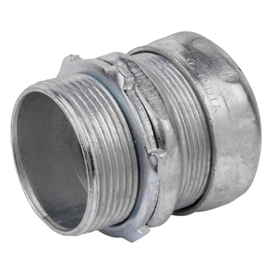 TC115A Steel City Non-Insulated Compression Connector, 1-1/2 in Trade, For Use With EMT Conduit, Steel, Zinc Plated