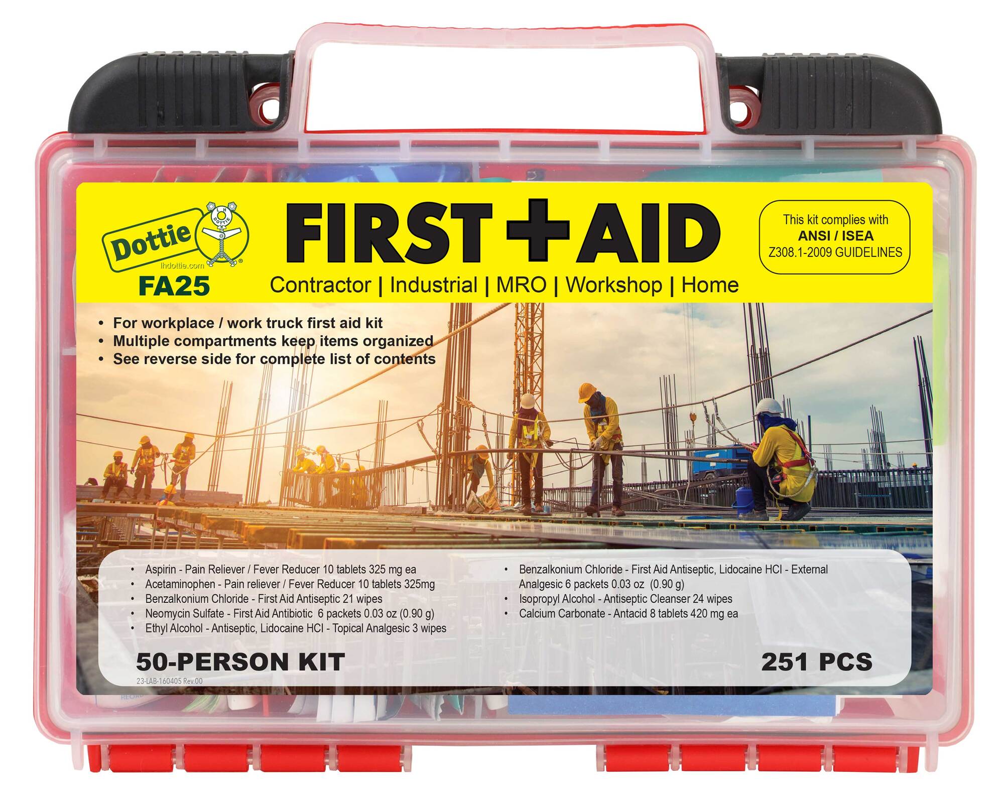 FA25 First Aid Kit, 251 Components, Polypropylene Case