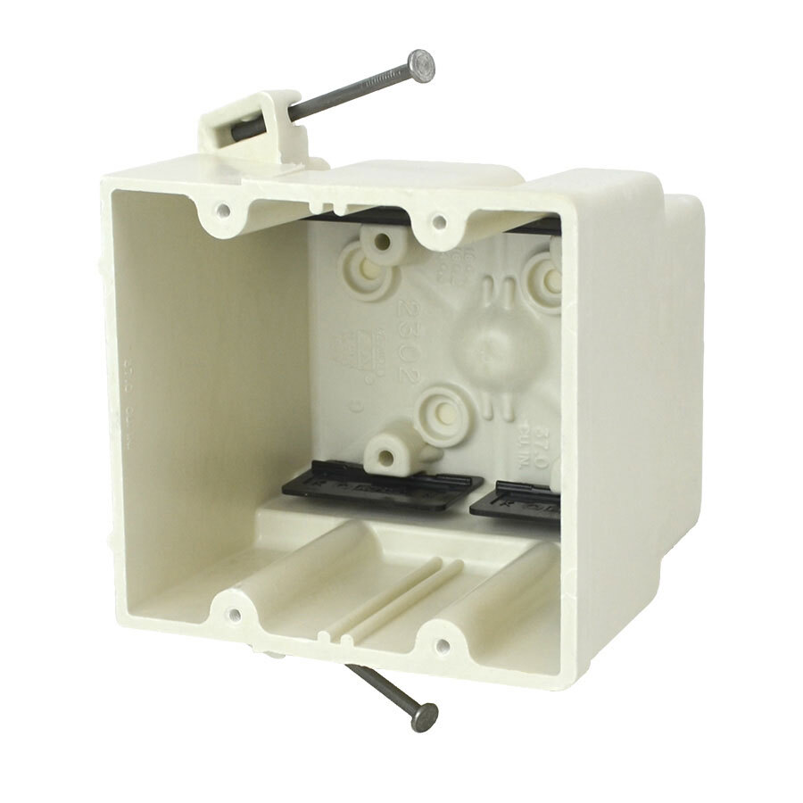 2302-N FiberglassBOX Non-Conductive Non-Metallic Switch/Receptacle Box With Knockouts, Fiberglass Reinforced Polyester, 37 cu-in Capacity, 2 Gangs, 4 Outlets, 8 Knockouts, 4 in W x 3-7/16 in D x 3-3/4 in H