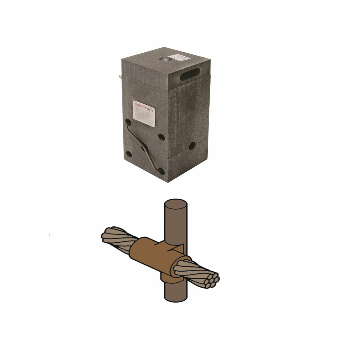 B-1596 Type BCR-3 Weld Metal Mold, 4/0 AWG Conductor, 3/4 in Rod, Cable to Ground Rod Connection