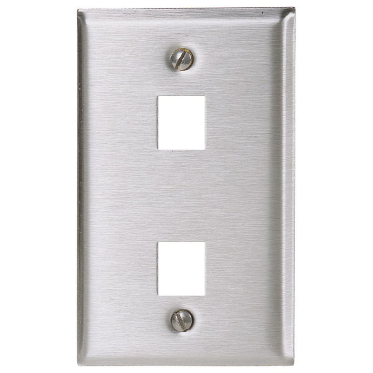 SST1474 Stamped Standard Modular Jack Wallplate, 1 Gangs, 302/304 Stainless Steel, Fastened Mount