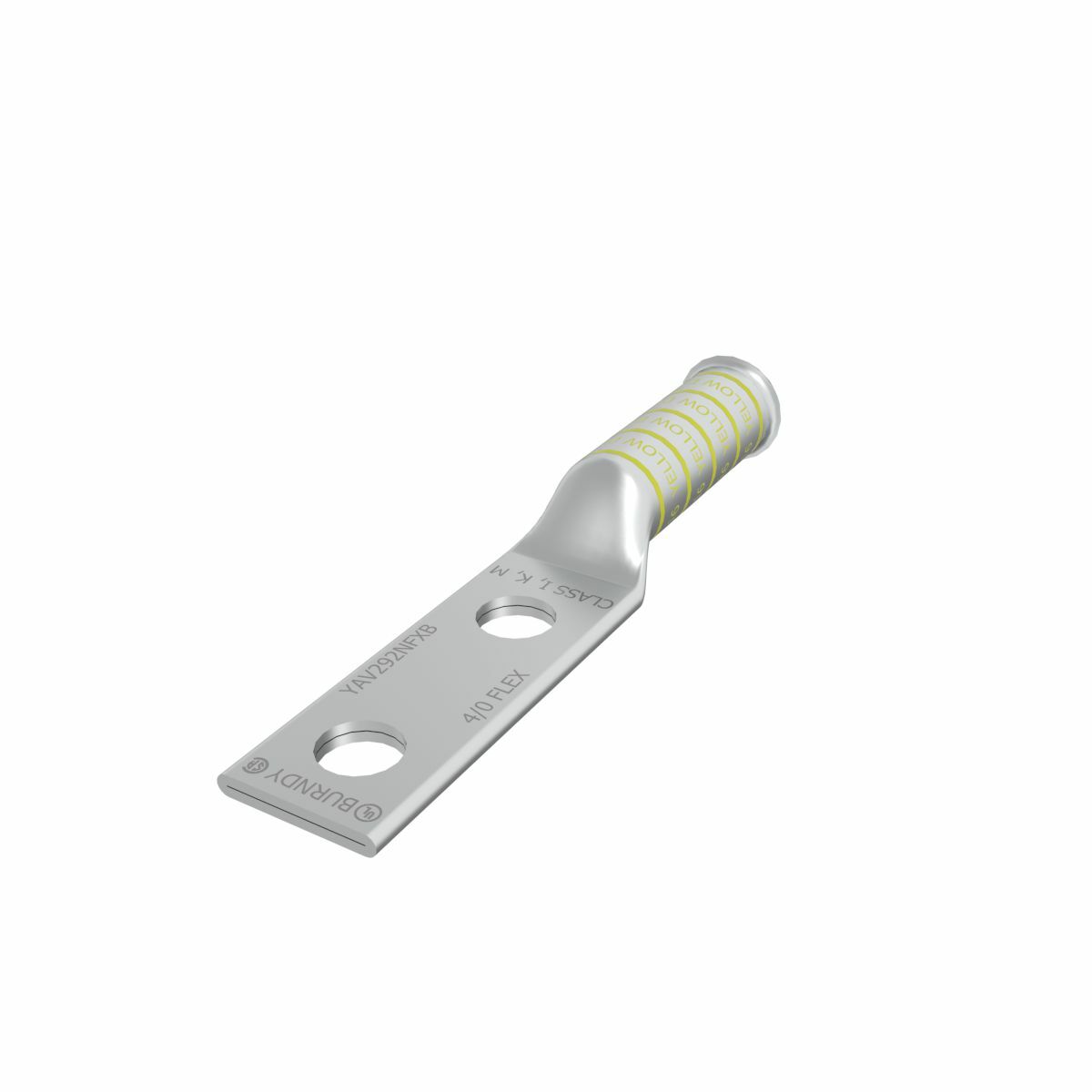 YAV292NFXB 2-Hole Compression Lug Connector, 4/0 AWG, Die Code: 16, 1/2 in Stud, Tin Electro Plated Copper
