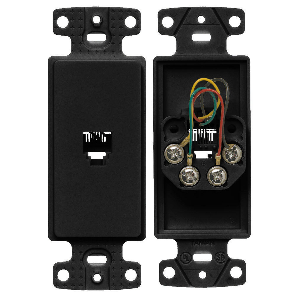NS770BK 1-Gang Standard Molded-In Plate With 6-Position 4-Conductor Jack, Screw Terminal Connection, Wall Mount, 6-Position 4-Conductor Jack Position