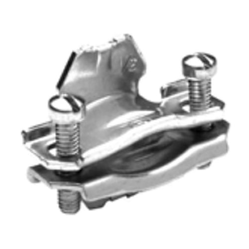 643 Bridgeport 2-Piece Clamp Connector, 3/4 in Trade, 0.25 to 0.83 in Cable Openings, Steel, Electro-Plated Zinc