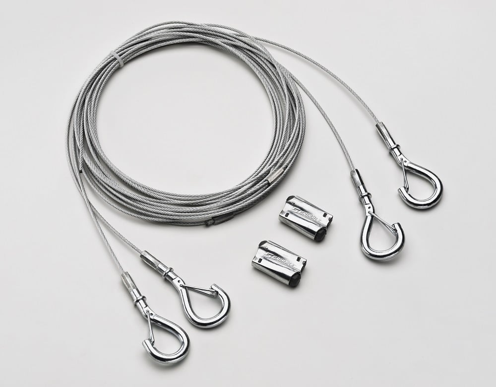IBAC120 M100 Adjustable Aircraft Cable Hanging Kit with Hook, 10 ft L, For Use With Fluorescent High Bay Light Fixture