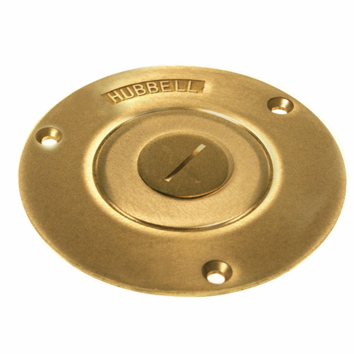 6285 1-Piece Floor Box Cover, 3-7/8 in Dia, 3.87 in L x 0.31 in W x 3.87 in D, 1-Piece Duplex Cover, Brass