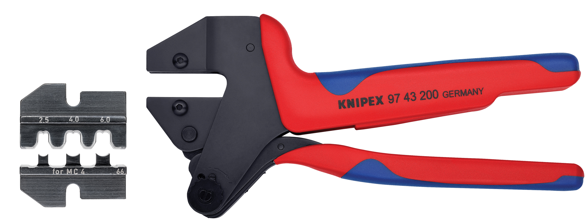 Crimp System Pliers (97 43 200) & Crimp Die: Solar Connectors for MC4 Multi Contact (97 49 66) Packaged In A Protective Plastic Case, 8 1/4 in.