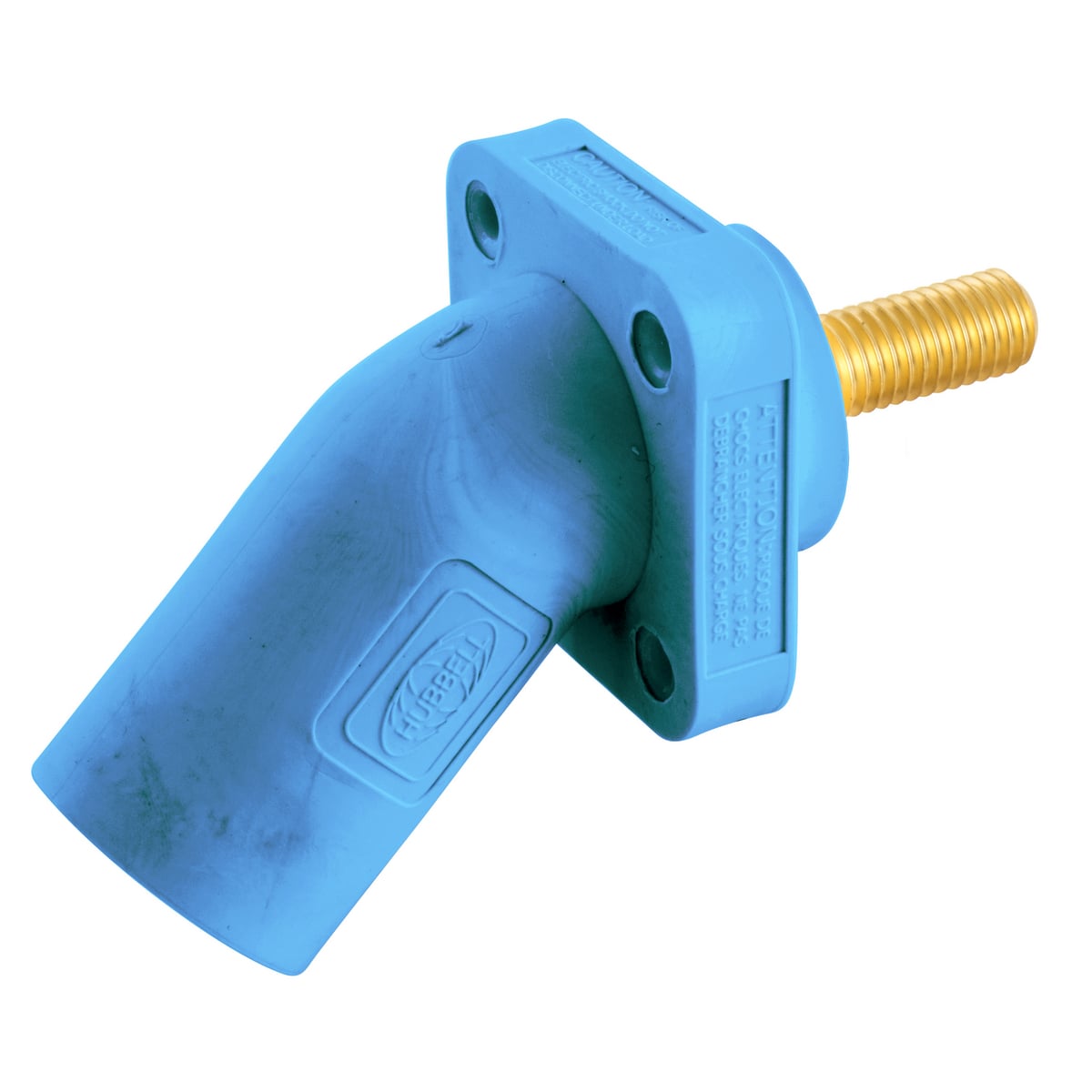 HBLMRASBL 16 Series 1-Pole Angled Inlet Male Standard Stud Single Pole Receptacle, 600 V AC/250 V DC, 400 A, 4 to 4/0 AWG Wire, Screw Terminal Connection, 3R/4X/12 NEMA Rating