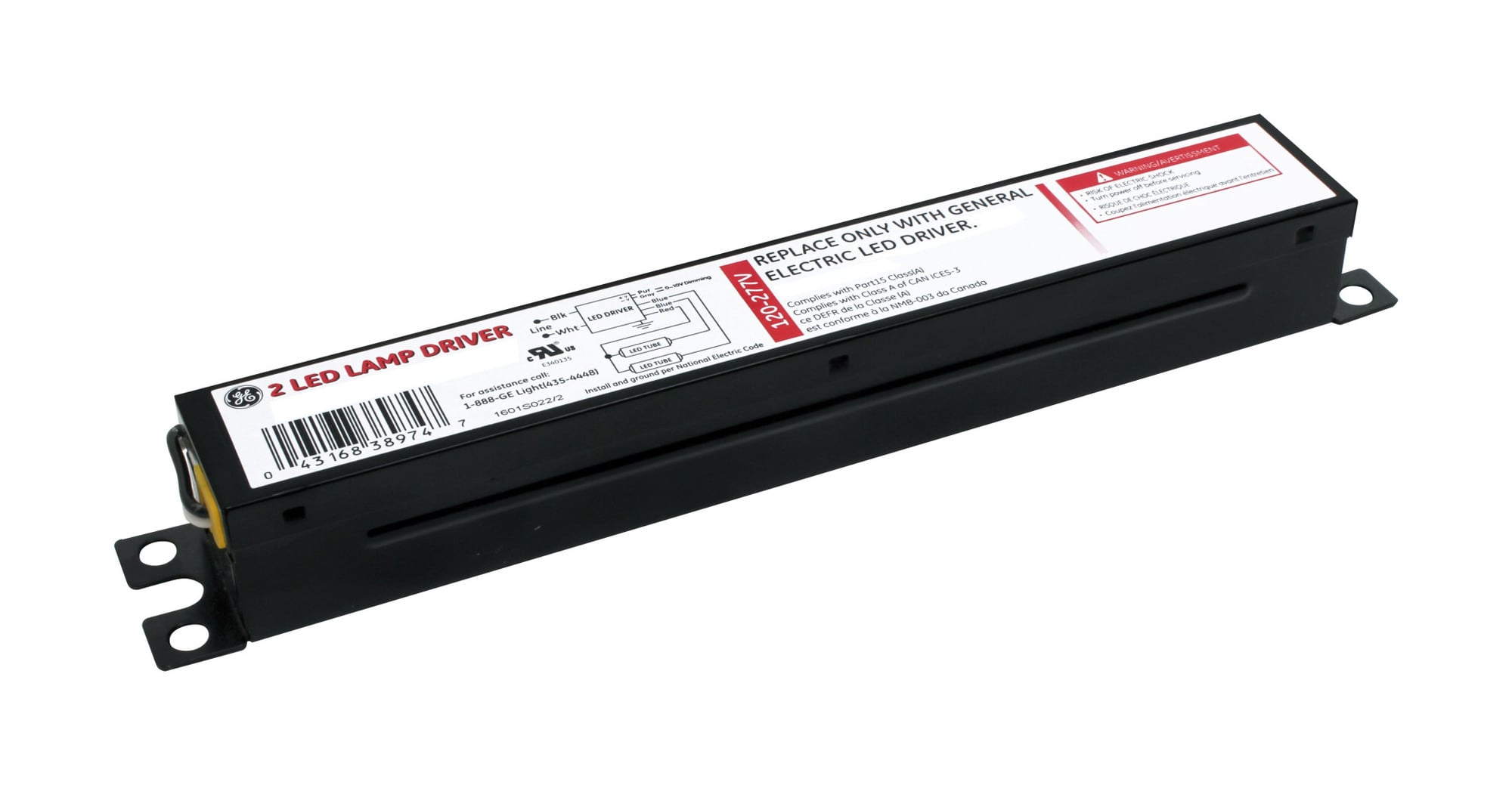 LED/DR/D4L/HW Dimmable Type C LED Driver, 120 to 277 V Input, 26 to 34 V Output, 100 W Power Rating, 9-1/2 in L x 1-5/16 in W