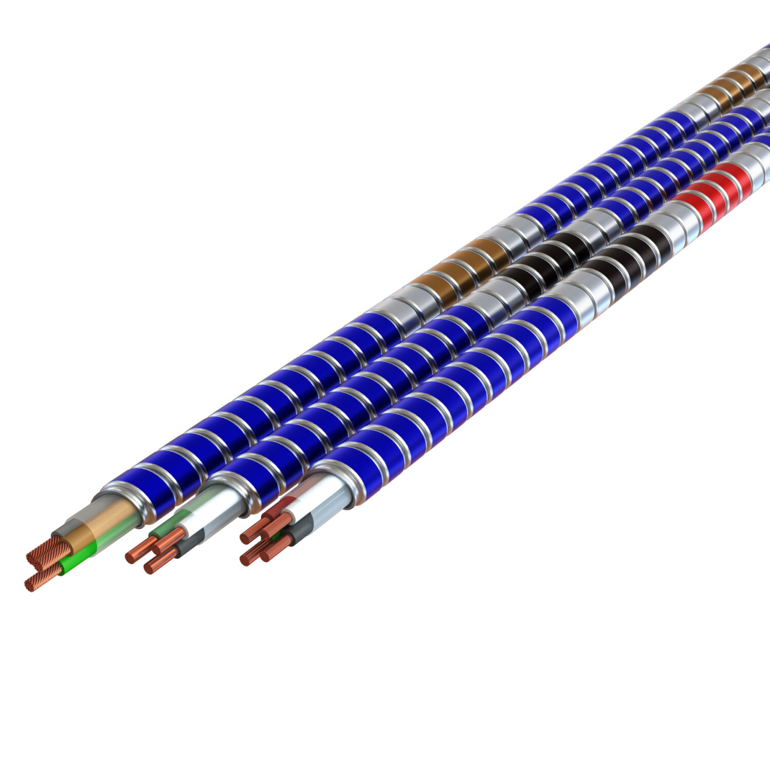 S005B42T00 MC Glide Tuff Steel Armored Cable, Coil Packaging, 600 V, Solid Conductor, 250 ft L