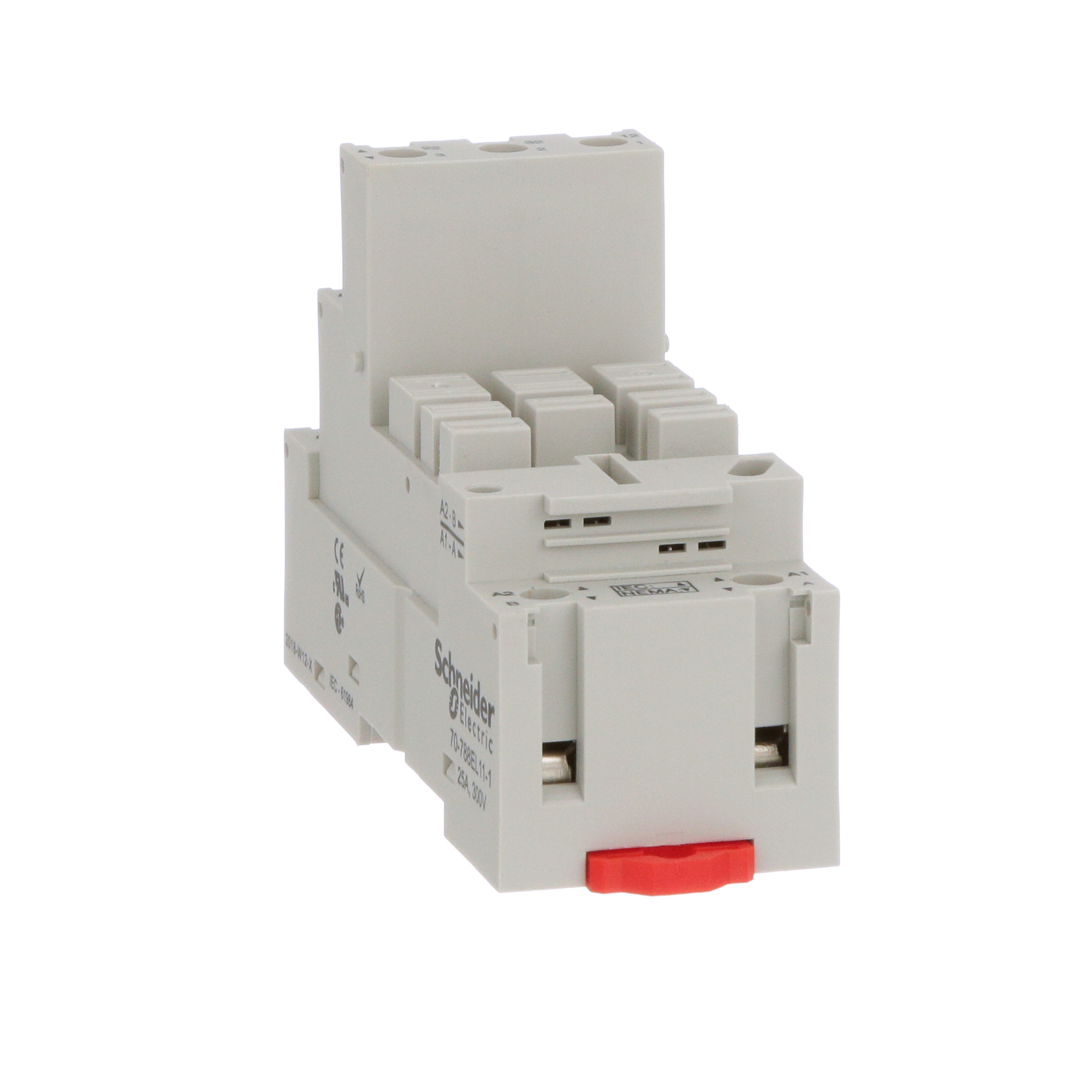 Socket, General Purpose Relays, for 782 relays, 3PDT, 11 pins, output lift terminals solid/stranded, separate contact, 25A, 300V