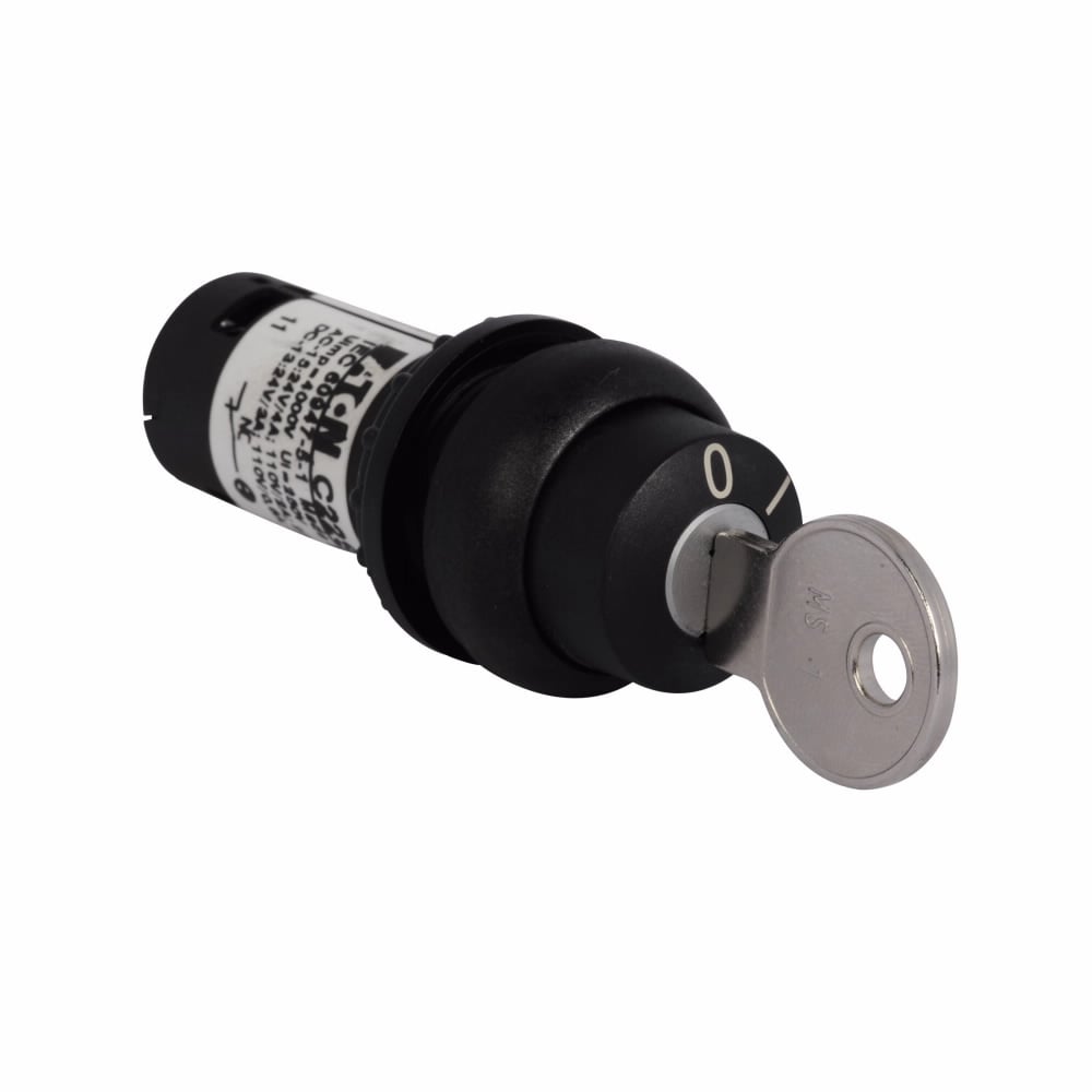 M22S-WRS3-MS2-A1 Modular Selector Switch Operator, 22.5 mm, Keyed Operator, 3 Positions, Black