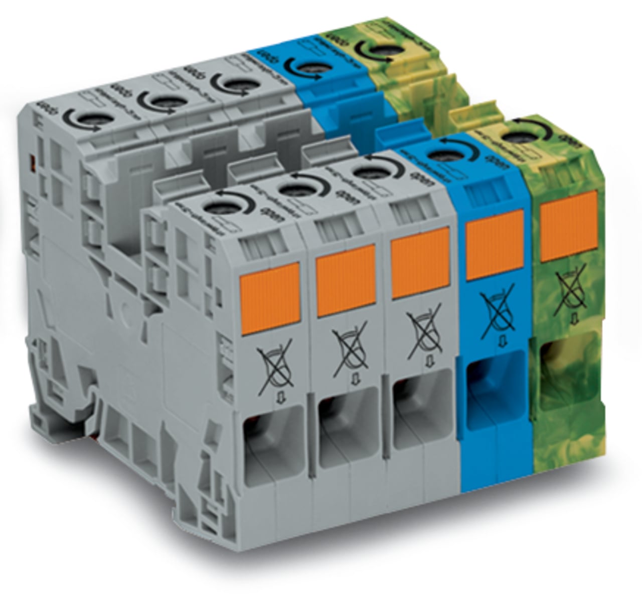 285-139 Operating Tool Three Phase Set Terminal Block, 1000 V IEC/EN, 600 V UL, 2 AWG Solid Conductor, 2 AWG Fine-Stranded Conductor Wire, 5 Poles, DIN Rail Mount