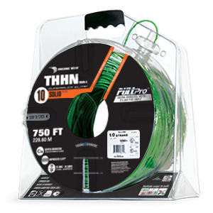 105100905045 PullPro Copper THHN Wire, 10 AWG, Solid, Green, 750 ft