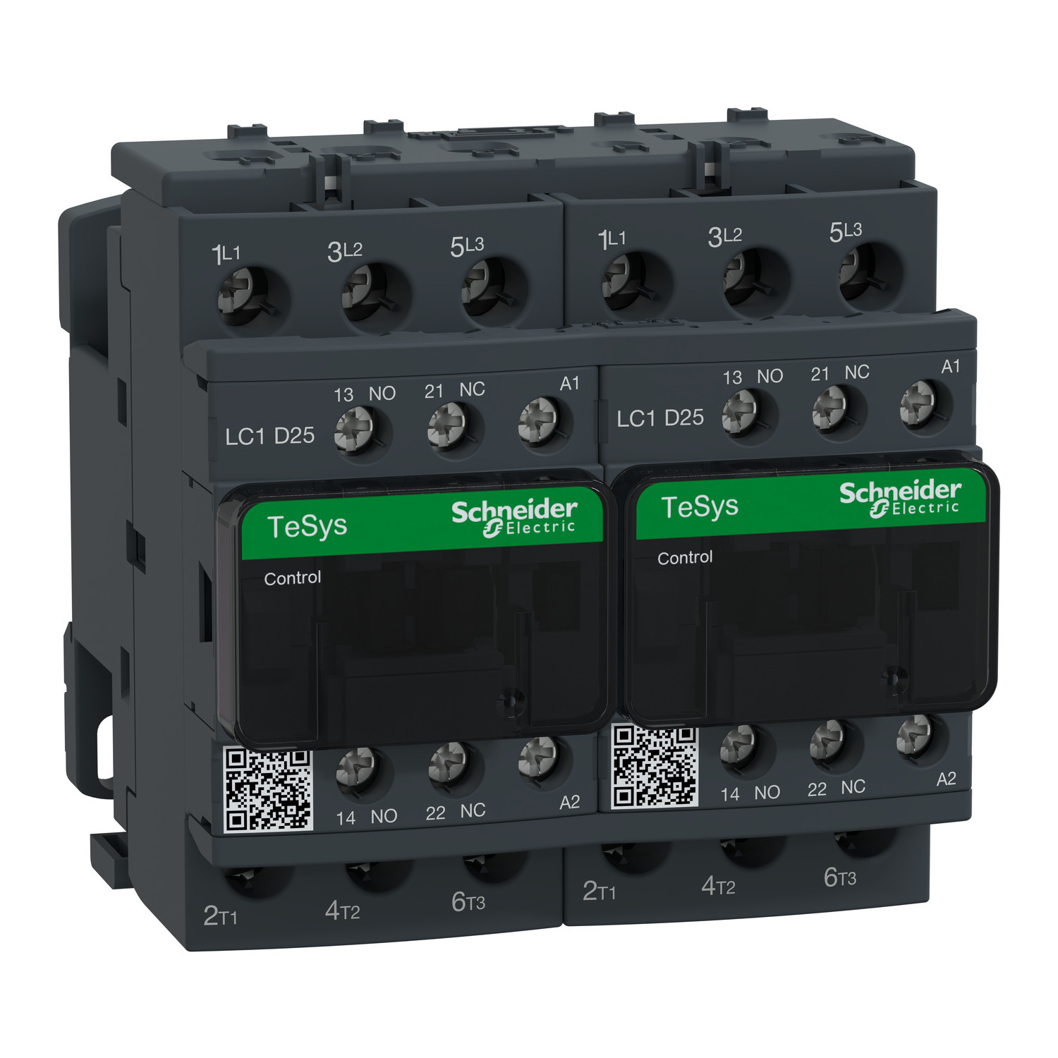 LC2D25B7V TeSys D Reversing Contactor With Mechanical and Safety Cover, 24 V AC V Coil, 40 A, 3NO Contact, 3 Poles