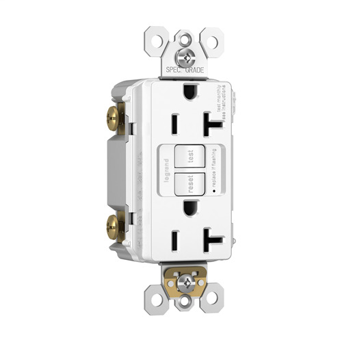 2097TRNAW radiant 20 Amp Duplex GFCI Receptacle, NAFTA Compliant, White