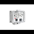 PANEL INTERFACE CONNECTOR WITH RJ45, PANEL MOUNT HOUSING, UL TYPE 12, GFCI DUPLEX INSIDE-OUTLET, 3 AMP CB