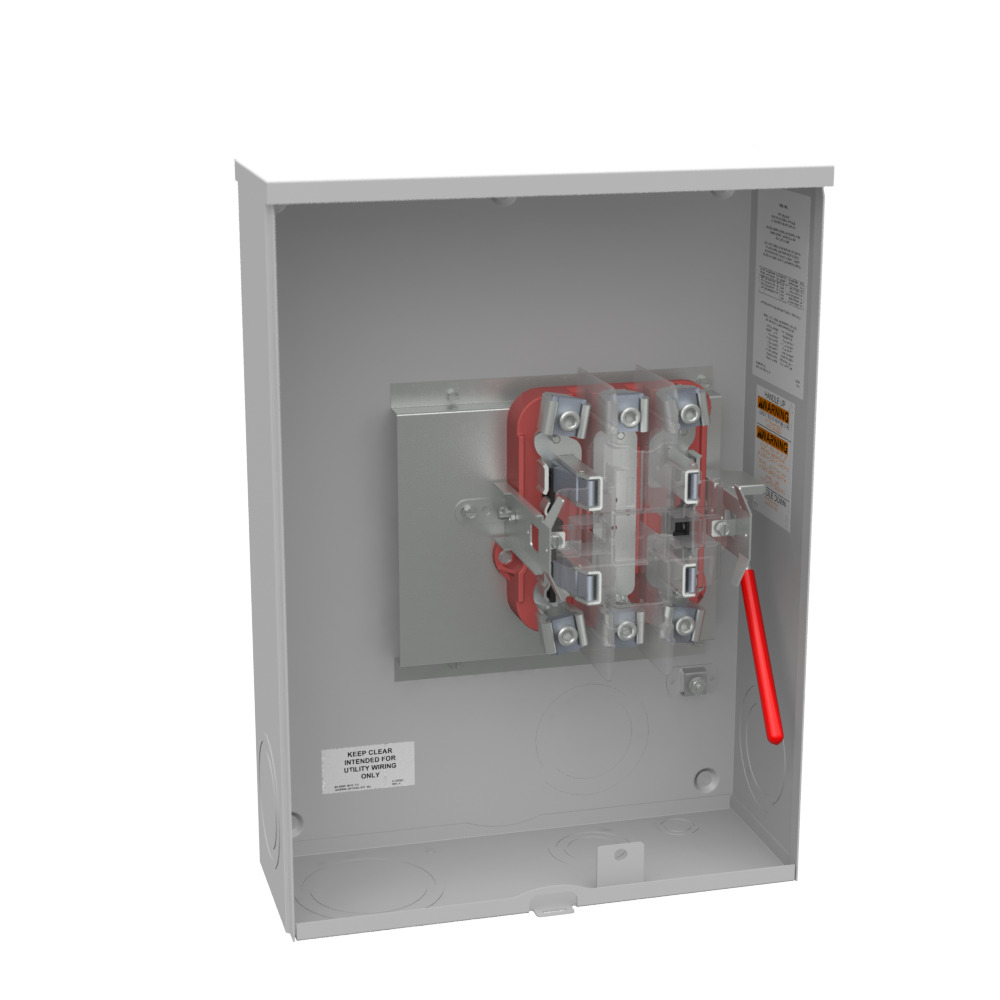 U4721-O-BL-ALT Single Position Meter Socket, 200 Amp, 1 Phase, Ringless, Lever, 4 Term, UG, 600V, Bracket Provision