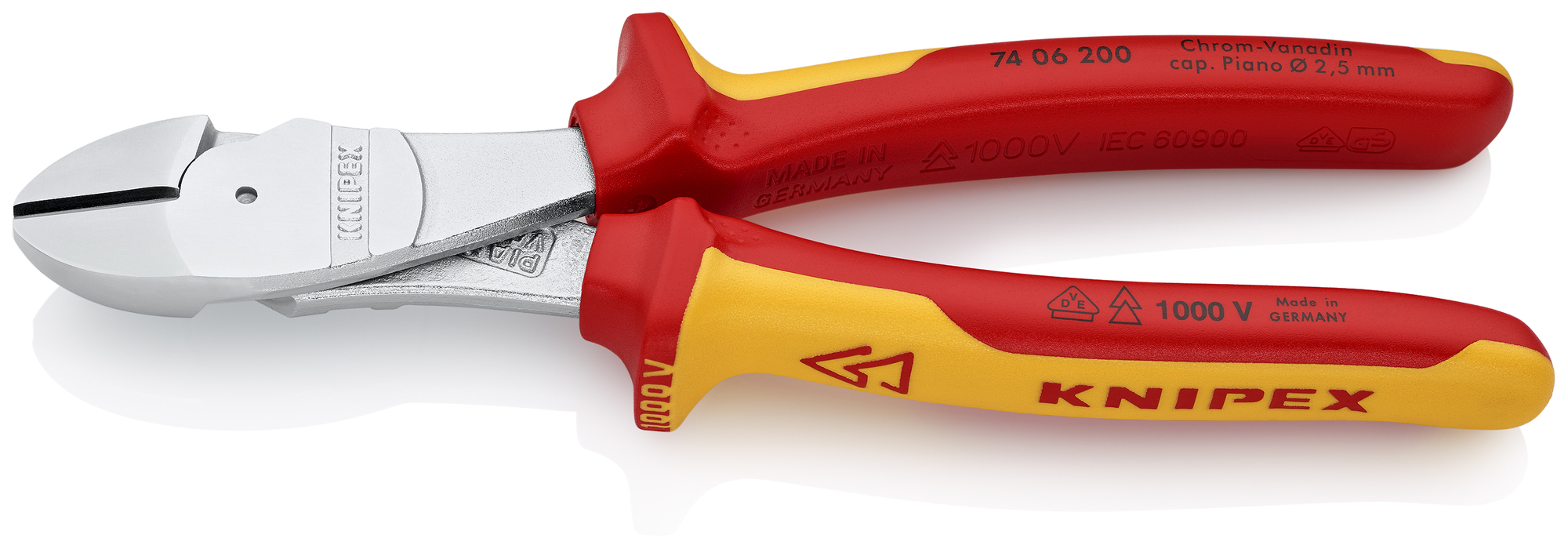 High Leverage Diagonal Cutters-1000V Insulated, 8 in., Multi-Component, VDE