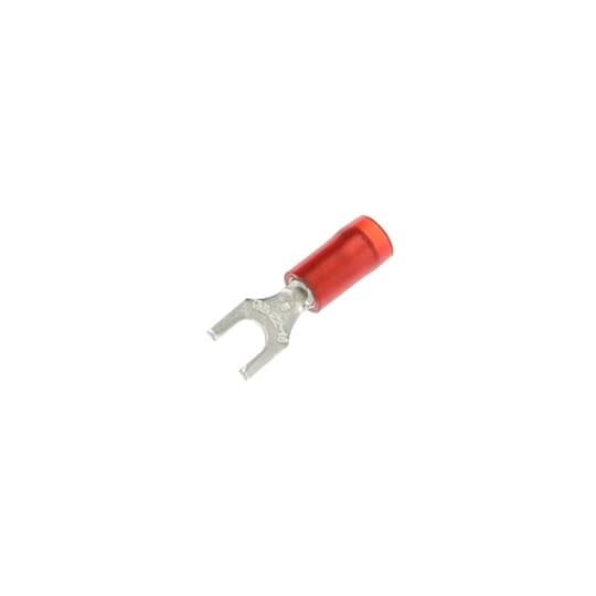 RA1103 Sta-Kon RA Series Insulated Fork Terminal, 22 to 16 AWG Conductor, 0.83 in L, Brazed Seam/Serrated Barrel, Copper, Red