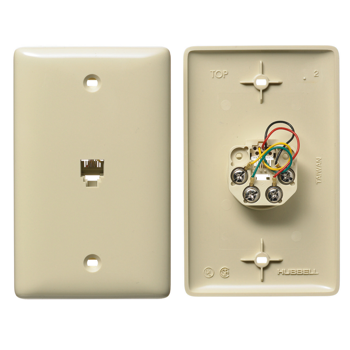 NS730I 1-Gang Standard Molded-In Plate With Jack, Screw Terminal Connection, Screw Mount, 6-Position 4-Conductor Jack Position