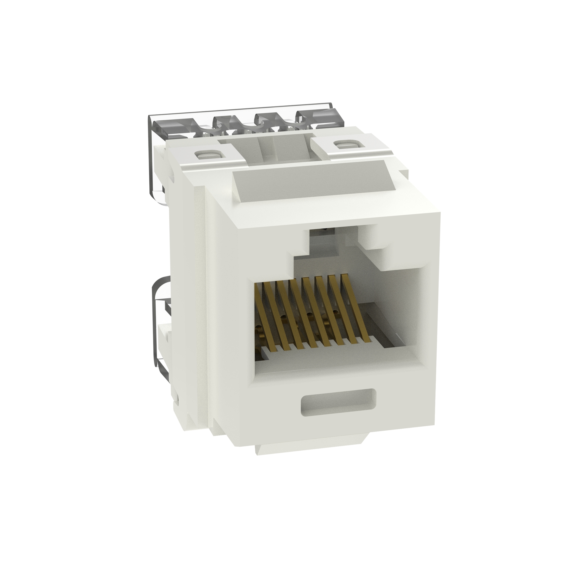 NKP5E88MIW-Q NetKey 1-Slot 8-Position 8-Wire Punchdown Unshielded Keystone Jack Module, Cat 5e/Keystone Module, Surface Mount, 1 Port, ABS/Polycarbonate, Off-White