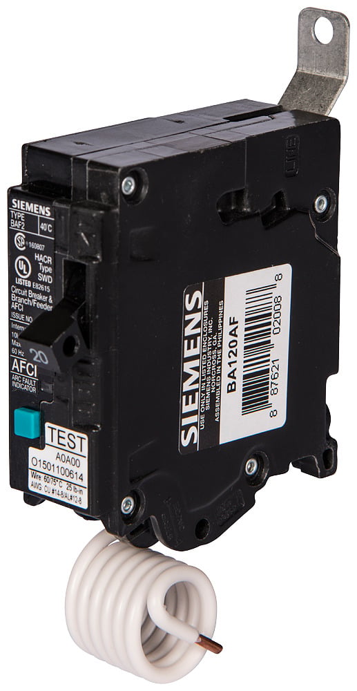 BA120AFCH Arc Fault Circuit Breaker, 120 V AC, 20 A, 22 kA Interrupt, 1 Poles, Thermal Magnetic Trip